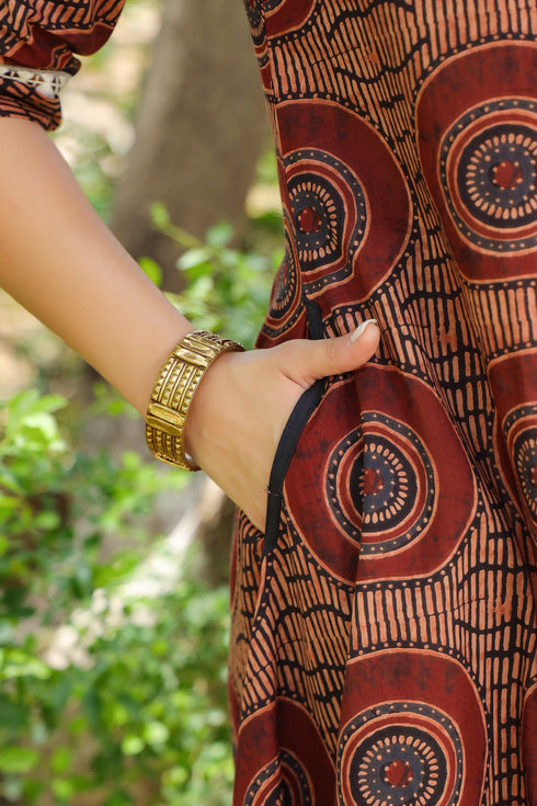 Women Geometric Printed Cotton Ethnic Dresses